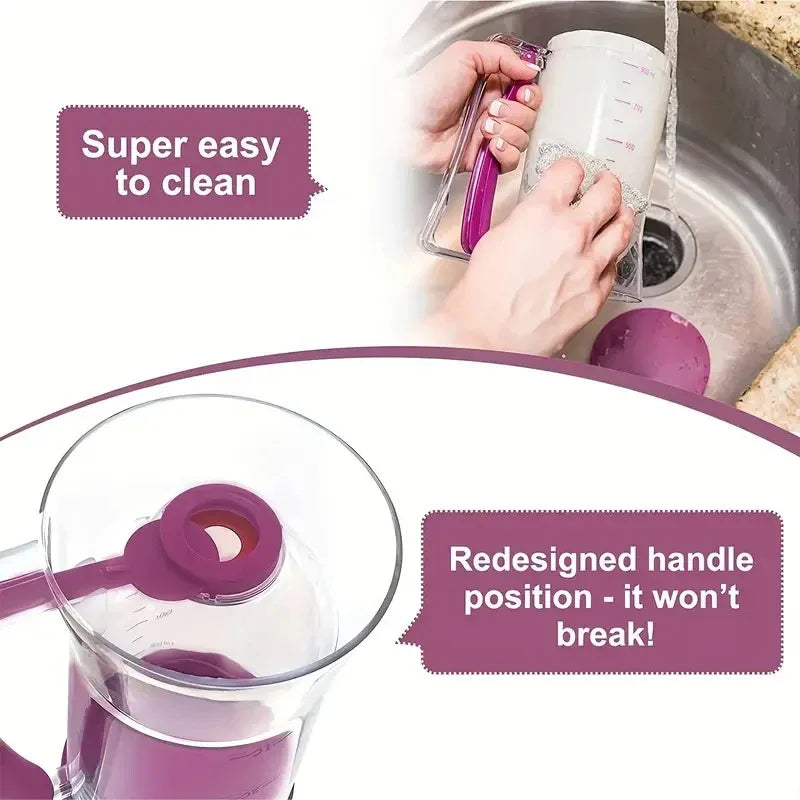 Purple Precision Batter Dispenser with Measurement Marks - 900ml Easy Pour for Pancakes, Cupcakes & Waffles - Mekamart Australia