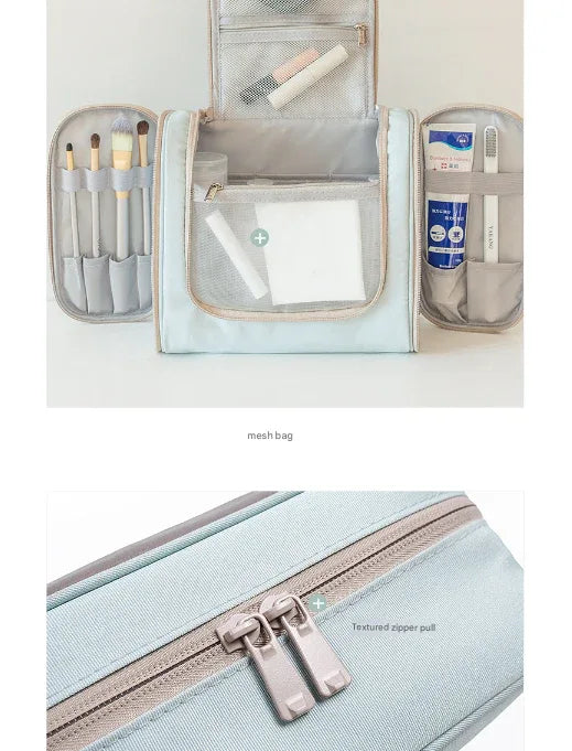 Dark Blue Large Capacity Hanging Travel Toiletry Bag - Portable Waterproof Organizer for Cosmetics, Makeup & Toiletries with Multiple Compartments - Mekamart Australia