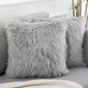 Grey Luxurious Long Faux Fur Cushion Covers - Set of 2, 45x45cm Soft Plush Decorative Pillowcases for Sofa & Bed - Mekamart Australia