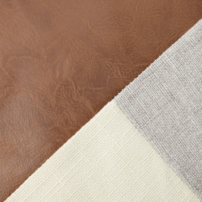 Khaki and Gray Modern Geometric Faux Leather & Cotton-Linen Cushion Covers - Set of 2, 45x45cm Decorative Pillowcases for Sofa & Car - Mekamart Australia