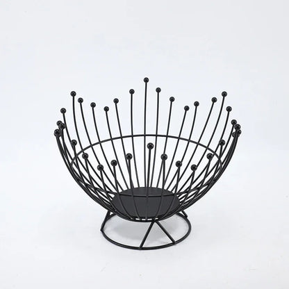 Pedestal Base Black Modern Metal Wire Fruit Basket Bowl - Countertop Storage for Fruit & Snacks - Mekamart Australia