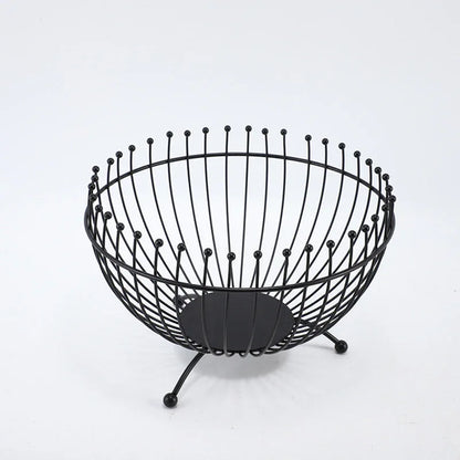 Small Feet Black Modern Metal Wire Fruit Basket Bowl - Countertop Storage for Fruit & Snacks - Mekamart Australia