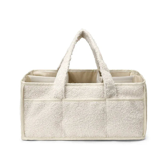 White Large Plush Nappy Caddy Organizer - Portable Diaper Storage Bin & Nursery Tote Bag - Mekamart Australia