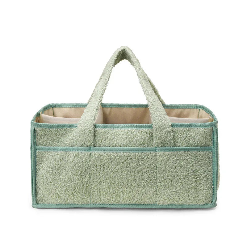 Green Large Plush Nappy Caddy Organizer - Portable Diaper Storage Bin & Nursery Tote Bag - Mekamart Australia