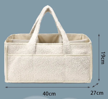 Pink Large Plush Nappy Caddy Organizer - Portable Diaper Storage Bin & Nursery Tote Bag - Mekamart Australia