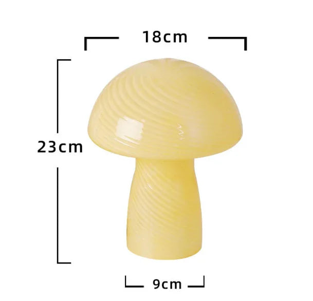 Stripe-Pure Leather Pink Retro Swirl Glass Mushroom Table Lamp - LED Bedside Night Light - Mekamart Australia
