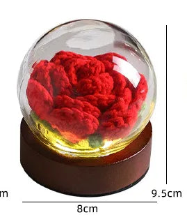 Gradient Yellow Rose Knitted Flower LED Dome Lamp - USB Touch 3-Color Night Light - Mekamart Australia