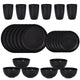 Stylish Black Wheat Straw Dinnerware Set - 24 Pieces Including Plates, Bowls & Cups - Mekamart Australia