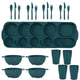 Dark Green Durable Eco-Friendly Wheat Straw Dinnerware Set - 24 Pieces with Plates, Bowls, Cups & Cutlery - Mekamart Australia