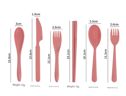 Dark Green Durable Eco-Friendly Wheat Straw Dinnerware Set - 24 Pieces with Plates, Bowls, Cups & Cutlery - Mekamart Australia