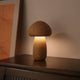 Dun-dun Model Brown Solid Wood Mushroom LED Table Lamp - Rechargeable Touch Control Bedside Night Light (Large) - Mekamart Australia