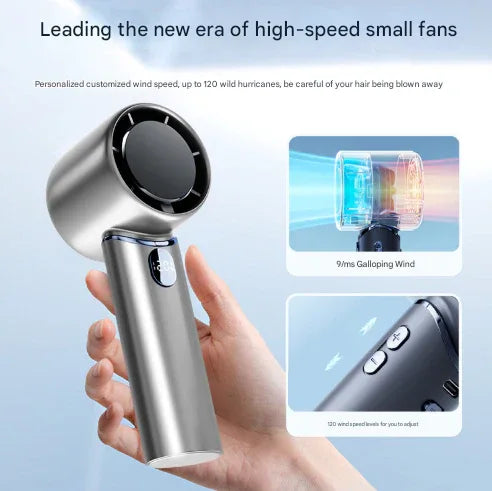 Grey Mini Bladeless Handheld Fan - USB Rechargeable, Quiet Portable Desk Fan - Mekamart Australia