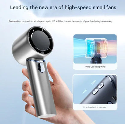Grey Mini Bladeless Handheld Fan - USB Rechargeable, Quiet Portable Desk Fan - Mekamart Australia