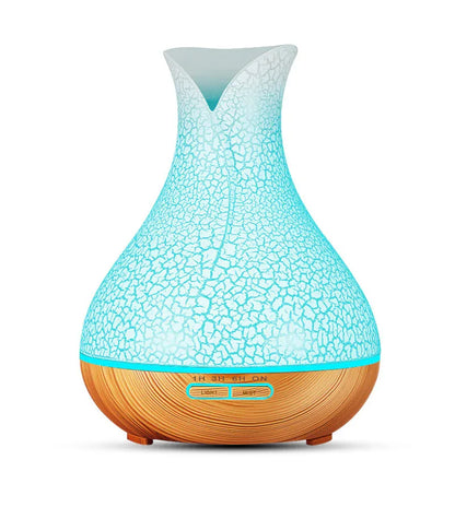 Blue Crack 500ml Wood-Grain Essential Oil Aroma Diffuser with Lattice Design and Humidifier - Mekamart Australia