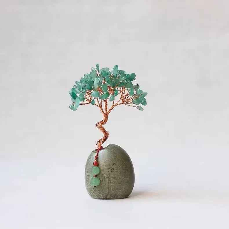 Tungling Jade Natural Crystal Wealth Tree - 12cm Feng Shui Decor, Elegant Office Desk Ornament - Mekamart Australia