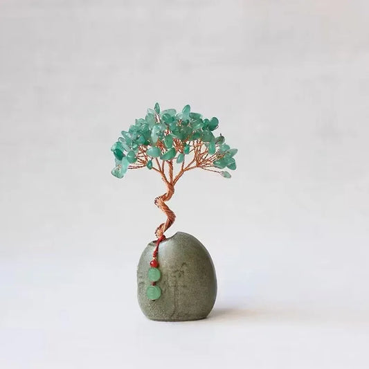 Tungling Jade Natural Crystal Wealth Tree - 12cm Feng Shui Decor, Elegant Office Desk Ornament - Mekamart Australia