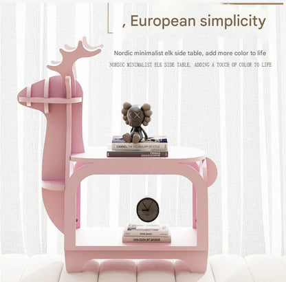 Sub Black Walnut Trumpet Creative Reindeer-Shaped Solid Wood Bookshelf for Kids - Mekamart Australia