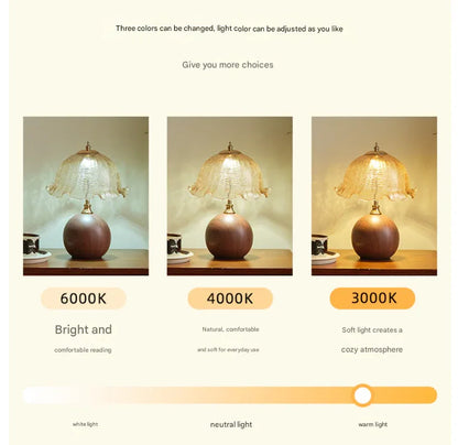 Three-colour Changing Light French-Inspired Bedside Lamp - Modern Minimalist Warm Light - Mekamart Australia