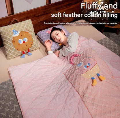 Purple Cartoon Cookie Pillow Blanket 2-in-1 for Winter Car and Office Use - Mekamart Australia
