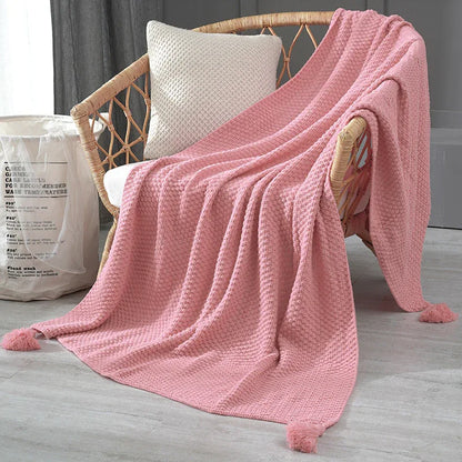110cm x 150cm Pink Knitted Sofa Blanket for Autumn and Winter Naps - Mekamart Australia