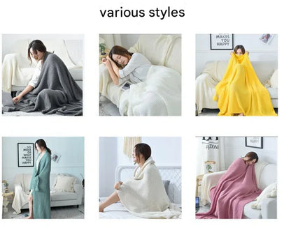 110cm x 150cm Pink Knitted Sofa Blanket for Autumn and Winter Naps - Mekamart Australia
