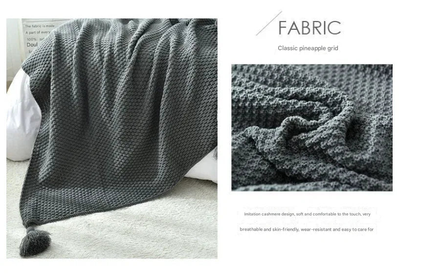 110cm x 150cm Pink Knitted Sofa Blanket for Autumn and Winter Naps - Mekamart Australia