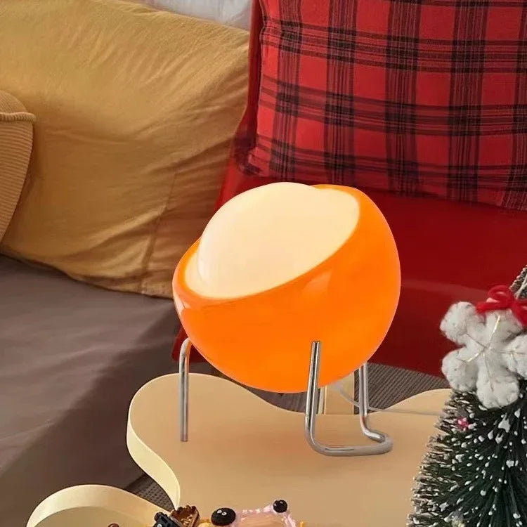 25cm Orange Creamy-Style Table Lamp with 3-Color Dimming - USB - Mekamart Australia