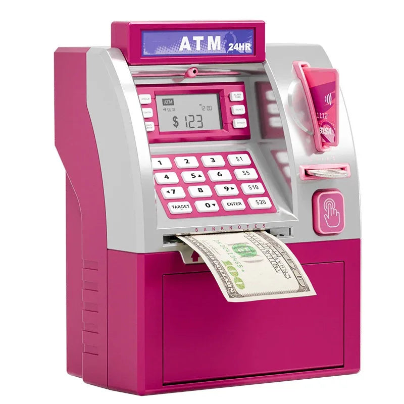 Kids ATM Savings Bank - Electronic Piggy Bank with Debit Card, PIN(Pink) - Mekamart Australia