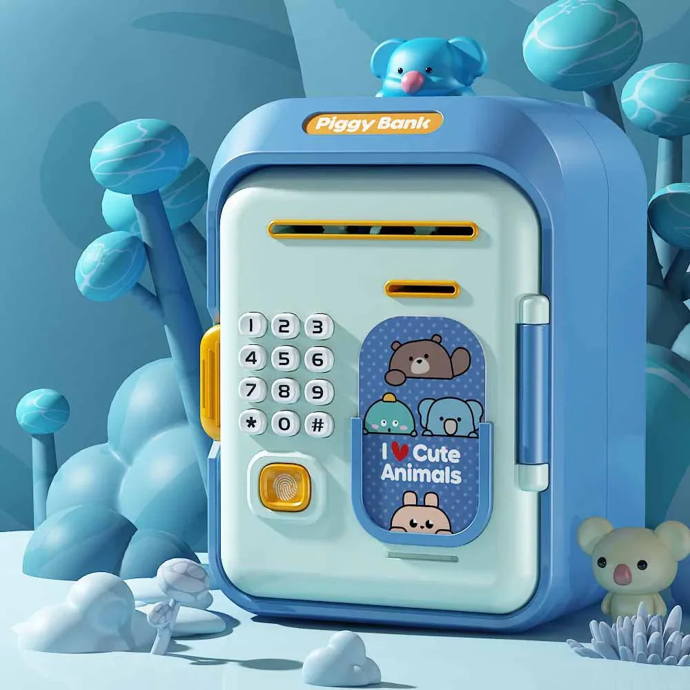 Interactive Kids' Piggy Bank Safe with Music, Stories & Password Lock(blue) - Mekamart Australia