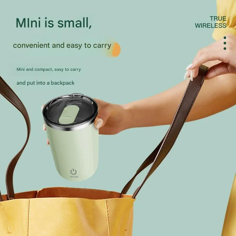 Mini Portable Electric Self-Stirring Mug - USB-C Rechargeable, 4-Hour Use, Stainless Steel (Green) - Mekamart Australia
