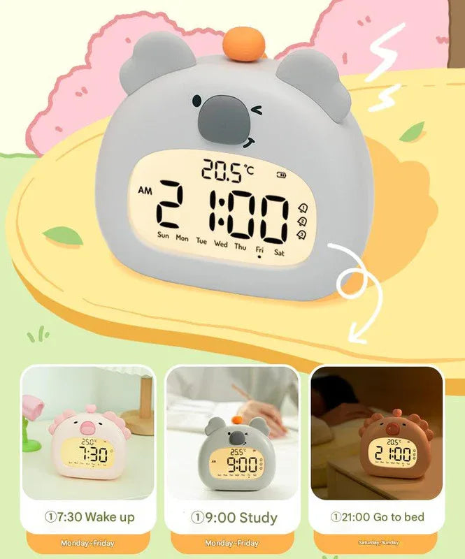 Cute Animal Digital Alarm Clock with Night Light, Temperature & Countdown Timer(Black and white panda) - Mekamart Australia