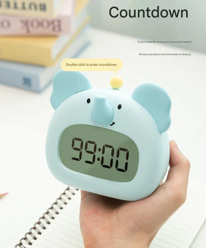 Cute Animal Digital Alarm Clock with Night Light, Temperature & Countdown Timer(Black and white panda) - Mekamart Australia