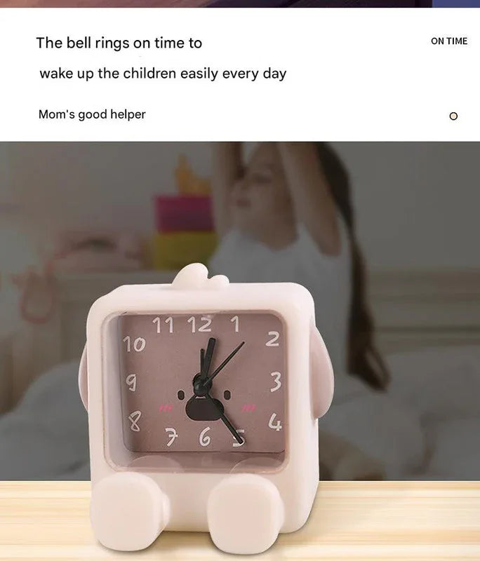 Adorable Cartoon Animal Alarm Clock - Silent Quartz Movement, Loud Alarm, Battery Operated(Beige) - Mekamart Australia