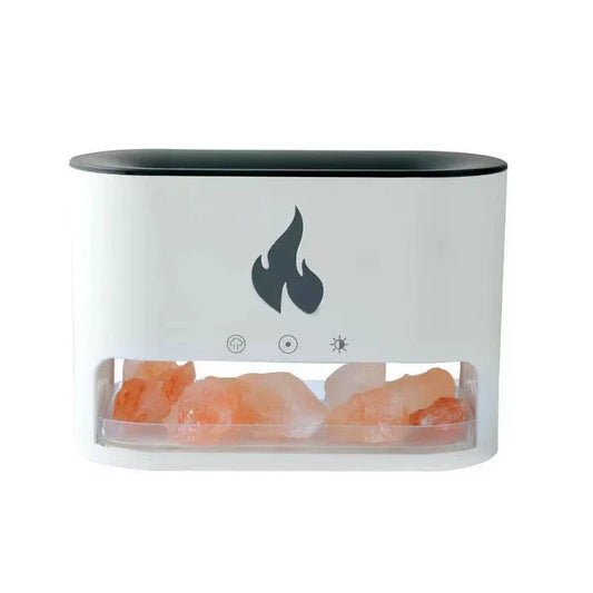 Himalayan Salt Stone Flame Aroma Diffuser & Humidifier - 7 Light Options, Ultrasonic, Auto Shut-Off(white) - Mekamart Australia