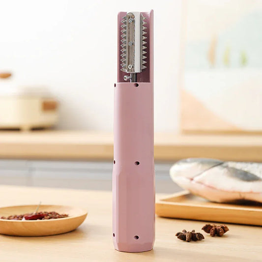 Electric Fish Scaler - Waterproof, Stainless Steel, Brushless Motor, Infinitely Variable Speed(pink) - Mekamart Australia