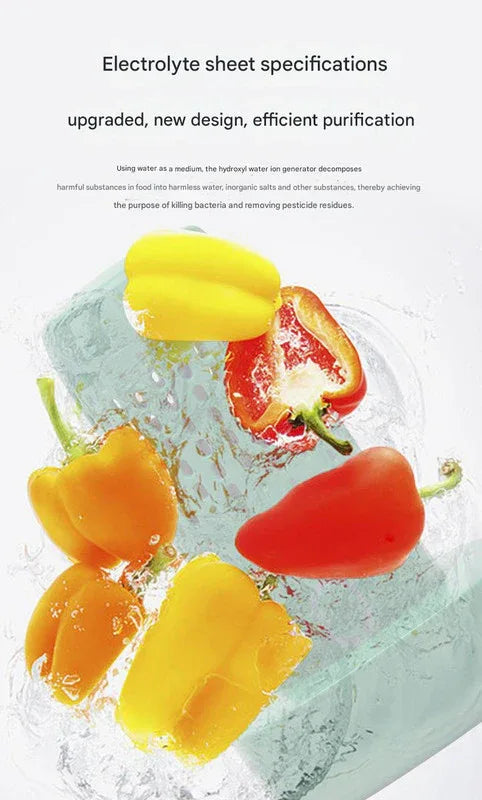 Wireless Fruit & Vegetable Purifier - Electrolytic Cleaning, Removes Residue, IPX7 Waterproof(green) - Mekamart Australia