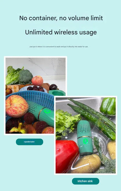 Wireless Fruit & Vegetable Purifier - Electrolytic Cleaning, Removes Residue, IPX7 Waterproof(green) - Mekamart Australia