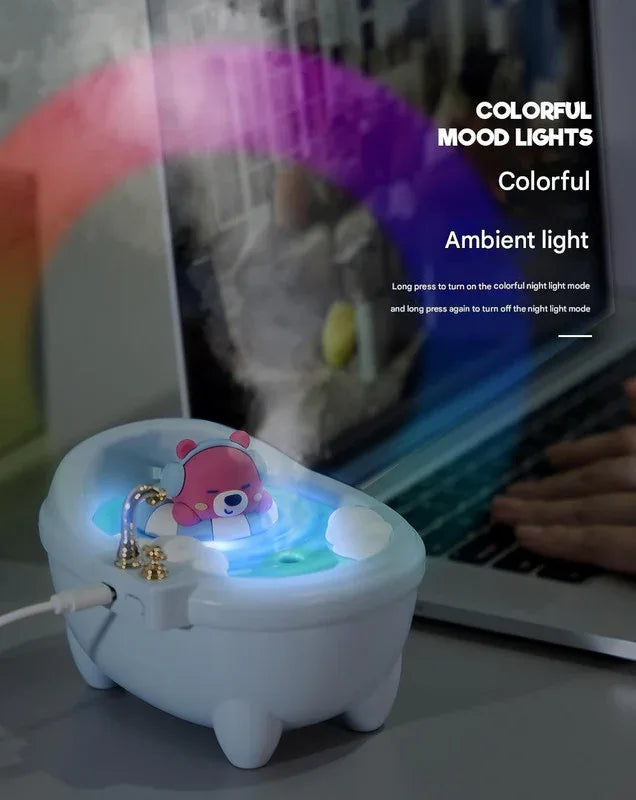 Adorable Bathtub Humidifier with Colorful Night Light - USB-C, 340ml, Auto Shut-Off(Green Dragon) - Mekamart Australia