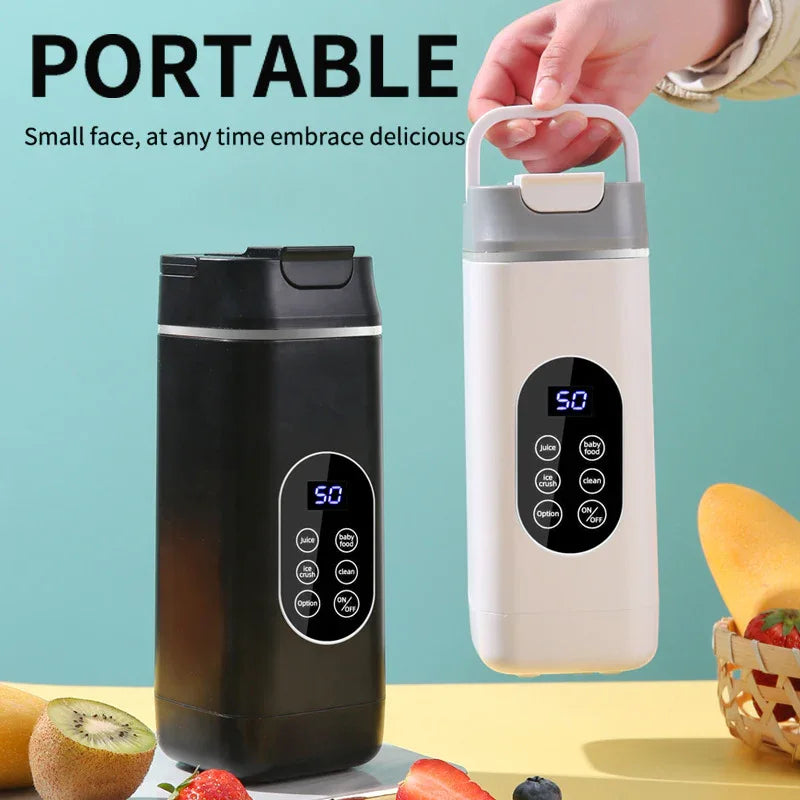 Wireless Portable Juicer Blender - 420ml, 12 Blades, 5-Hour Ice Storage, Digital Display & USB-C Charging(white) - Mekamart Australia