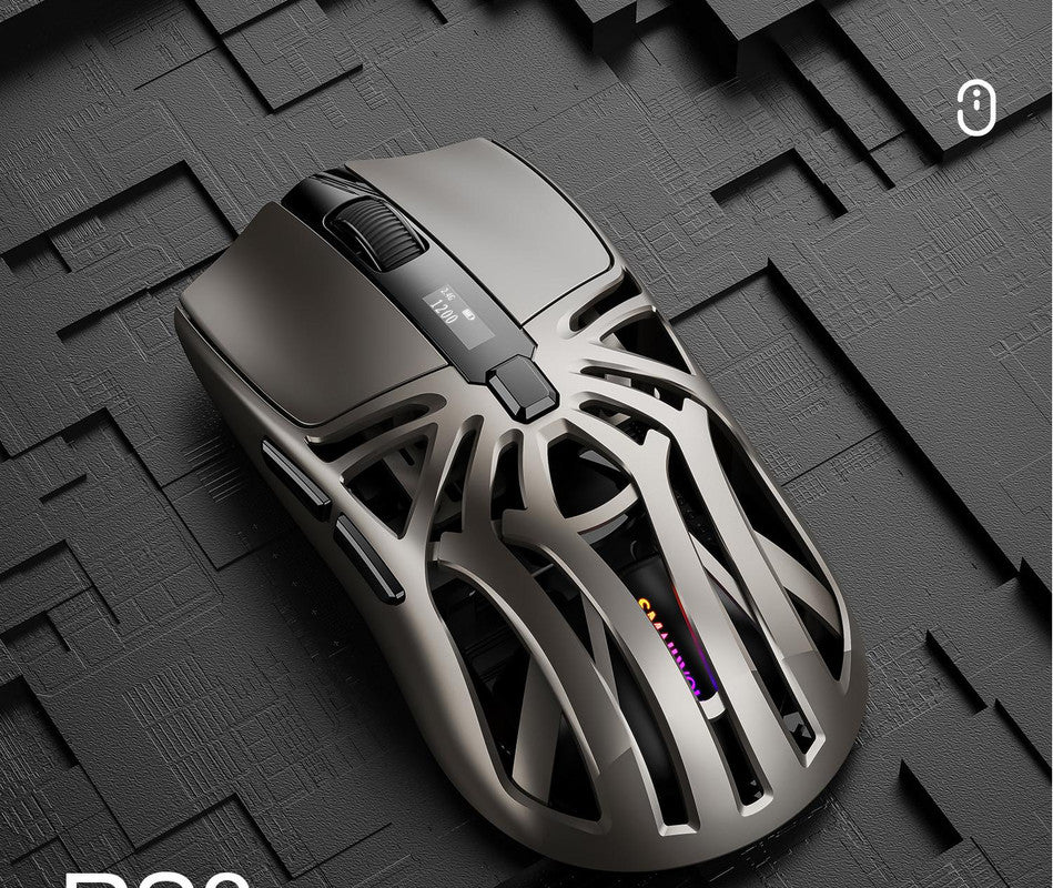 Tri-Mode Wireless Gaming Mouse - 1KHz Polling, 10000 DPI, Digital Display, Lightweight 73g(grey)