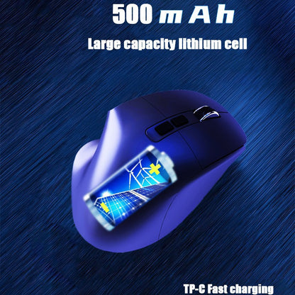 Ergonomic Vertical Wireless Mouse - Dual Mode (2.4G + Bluetooth), RGB Light, Rechargeable 500mAh Battery(black)