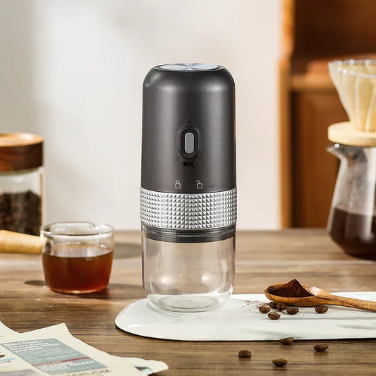 Wireless Portable Electric Coffee Grinder - Adjustable Coarseness, USB-C Rechargeable, One-Touch Operation(grey) - Mekamart Australia