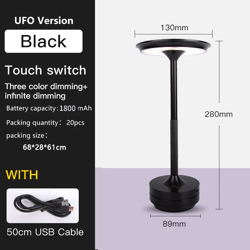 UFO Version LED Desk Lamp - Black Touch Switch with Dimming and USB Cable - Mekamart Australia