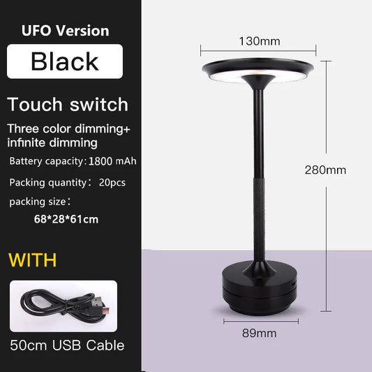 UFO Version LED Desk Lamp - Black Touch Switch with Dimming and USB Cable - Mekamart Australia