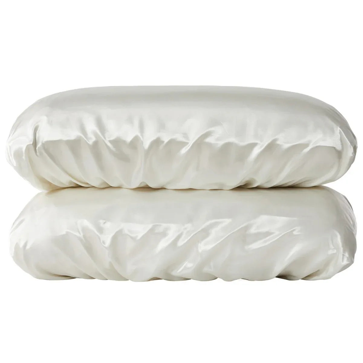 Beige Silky Satin Pillowcase Pair - Smooth for Hair & Skin, Elastic Fitted (46x90+16cm) - Mekamart Australia