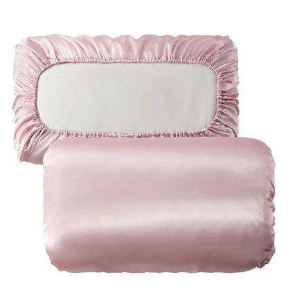 Pink Silky Satin Pillowcase Pair - Smooth for Hair & Skin, Elastic Fitted (46x90+16cm) - Mekamart Australia