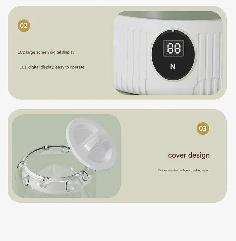 White Travel-Friendly Mini Washing Machine - USB Powered, Automatic, for Small Loads - Mekamart Australia