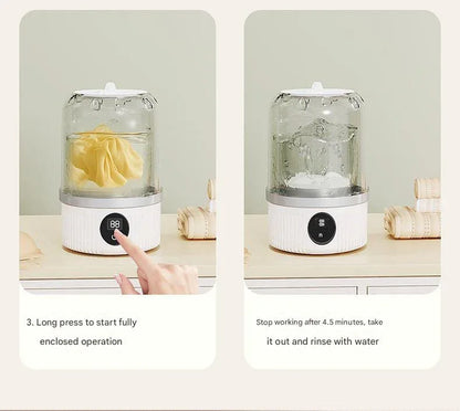 White Travel-Friendly Mini Washing Machine - USB Powered, Automatic, for Small Loads - Mekamart Australia