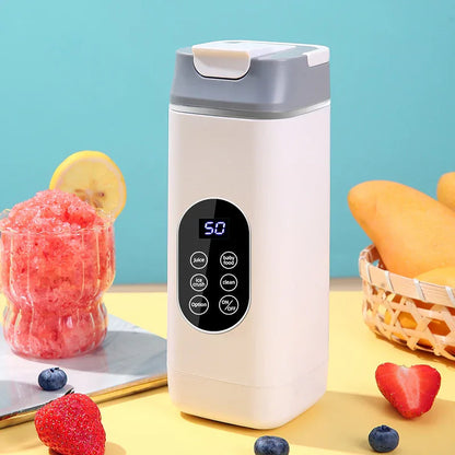 White Rechargeable Travel Blender Cup - 12 Blades, Digital Display, Self-Cleaning - Mekamart Australia