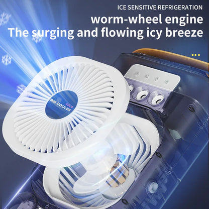 White 3-in-1 Portable Air Cooler Fan - Desktop Humidifier & LED Light, Nano Mist - Mekamart Australia